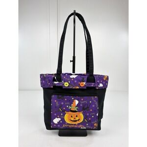 Vintage Longaberger Happy Halloween Small Shopper Tote Bag New Purple Pumpkin